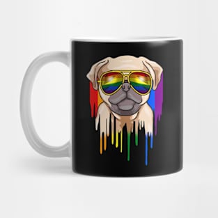 Cute Pug Wearing Rainbow Sunglasses Mug